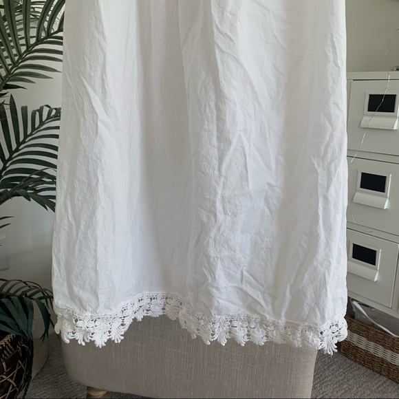 Shabby Chic Boho White Crochet Lace Trim Cotton Trapeze Shift Dress Medium - Picture 10 of 11